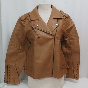 S P Y M Brown Faux Leather Jacket Size 1X NWT